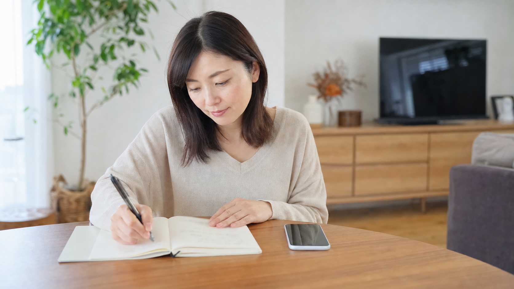 電話占いを利用する前に相談時間と予算を決める女性