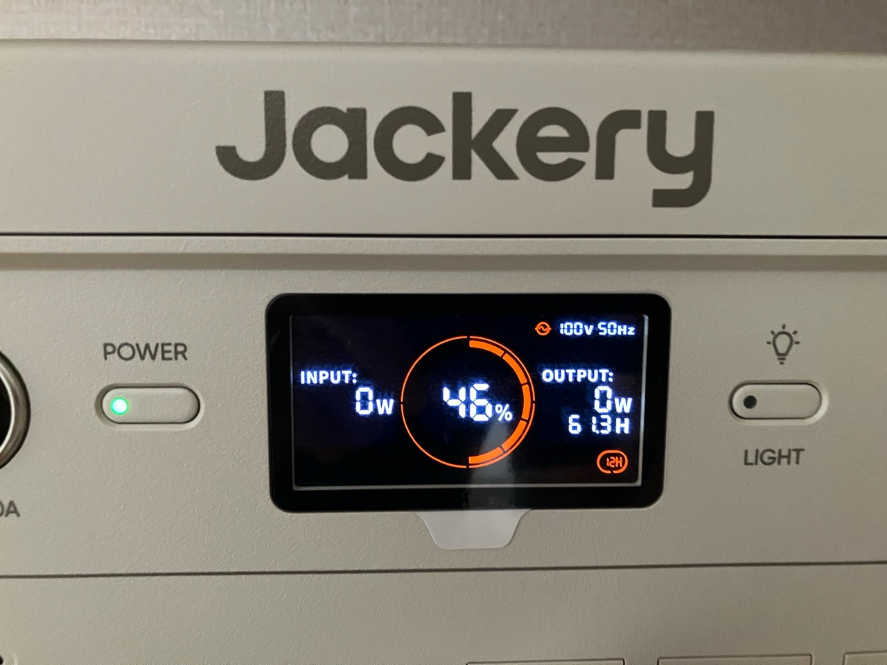 Jackery 1500 Newの保温後残量46%表示